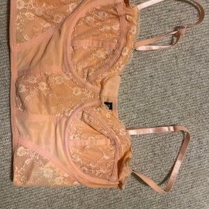 Divided Lace Bralette in Light Peach